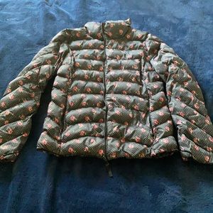 Black Pocket Dotted Flower Puffer Jacket size 5